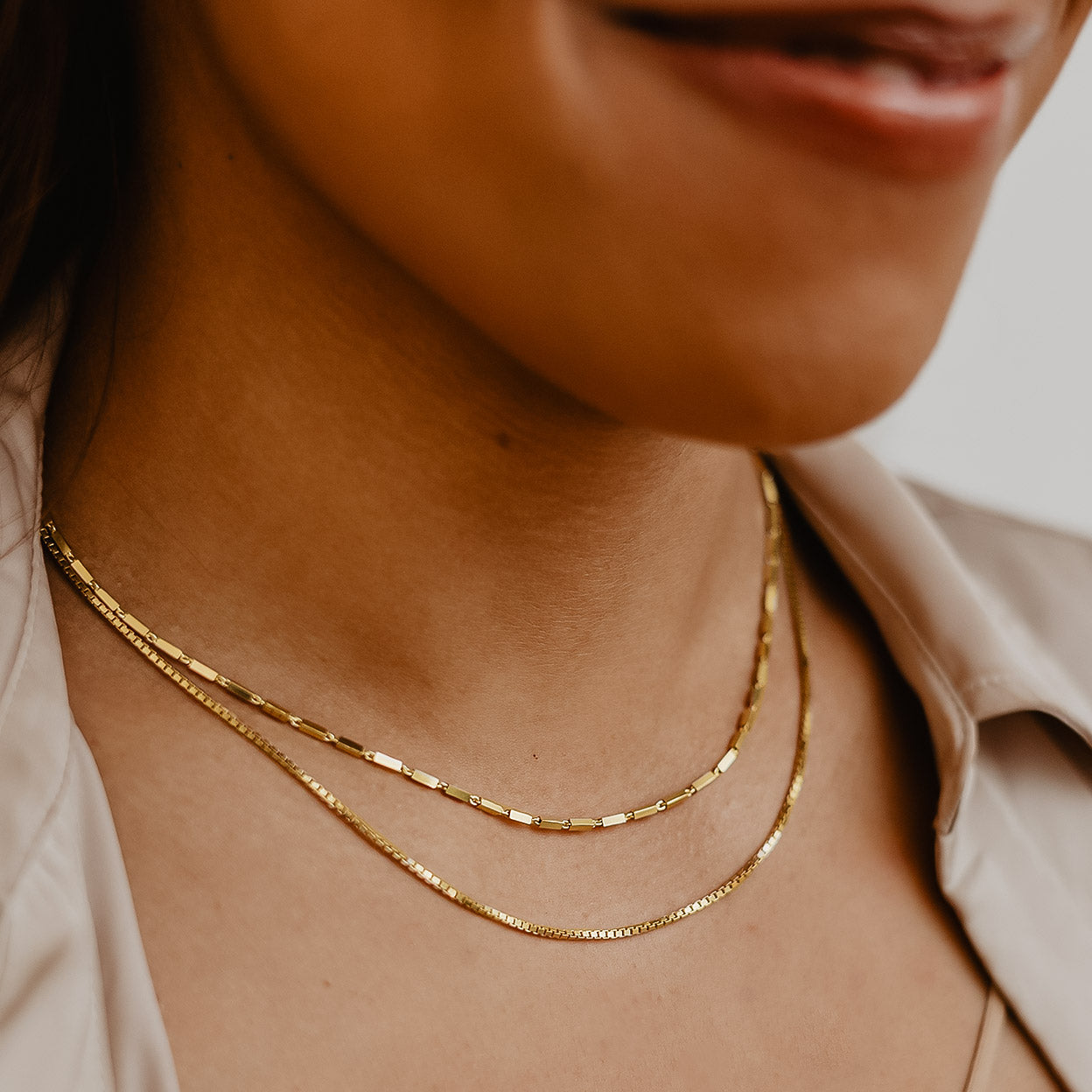 Layered Box Chain Necklace | Gold & Silver Jewelry for Men & Women