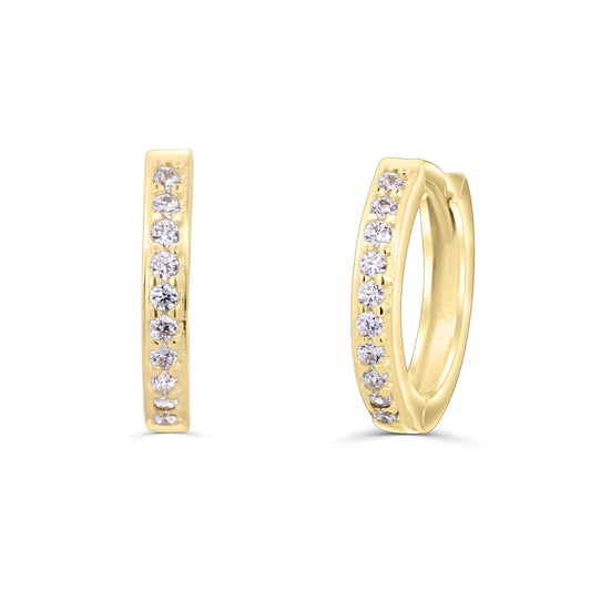 Solid Gold Pave CZ Hoops