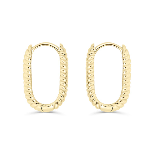 Solid Gold Twist Oval Hoops