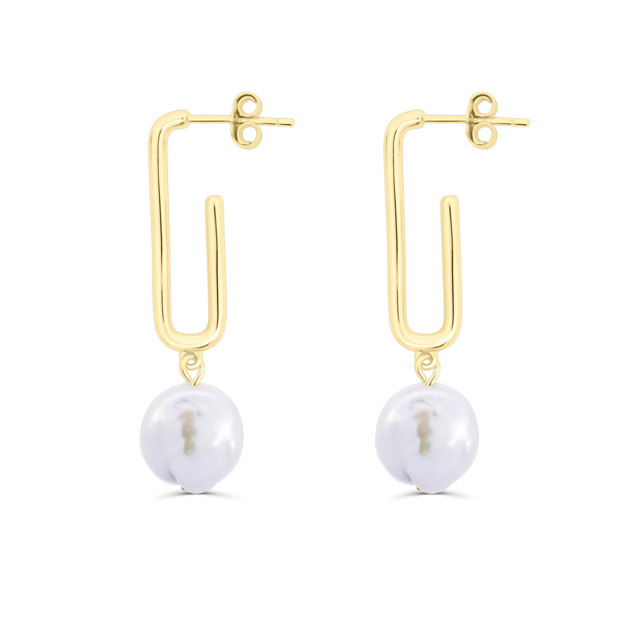 Dove Pearl Stud Hoop Earrings