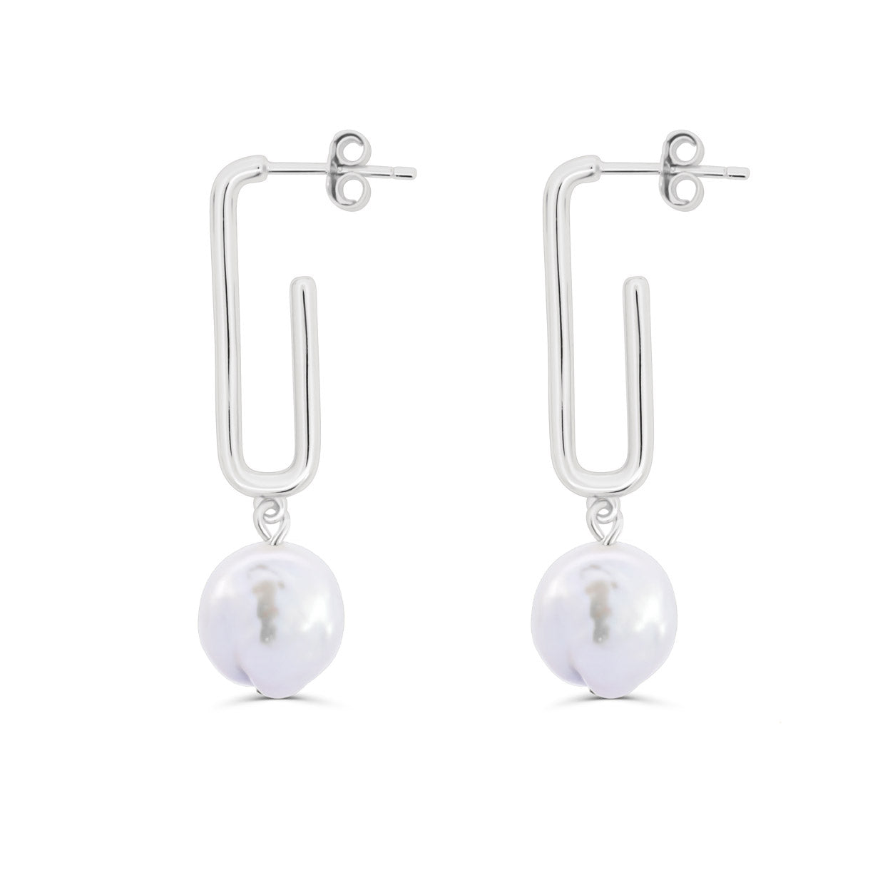 Dove Pearl Stud Hoop Earrings