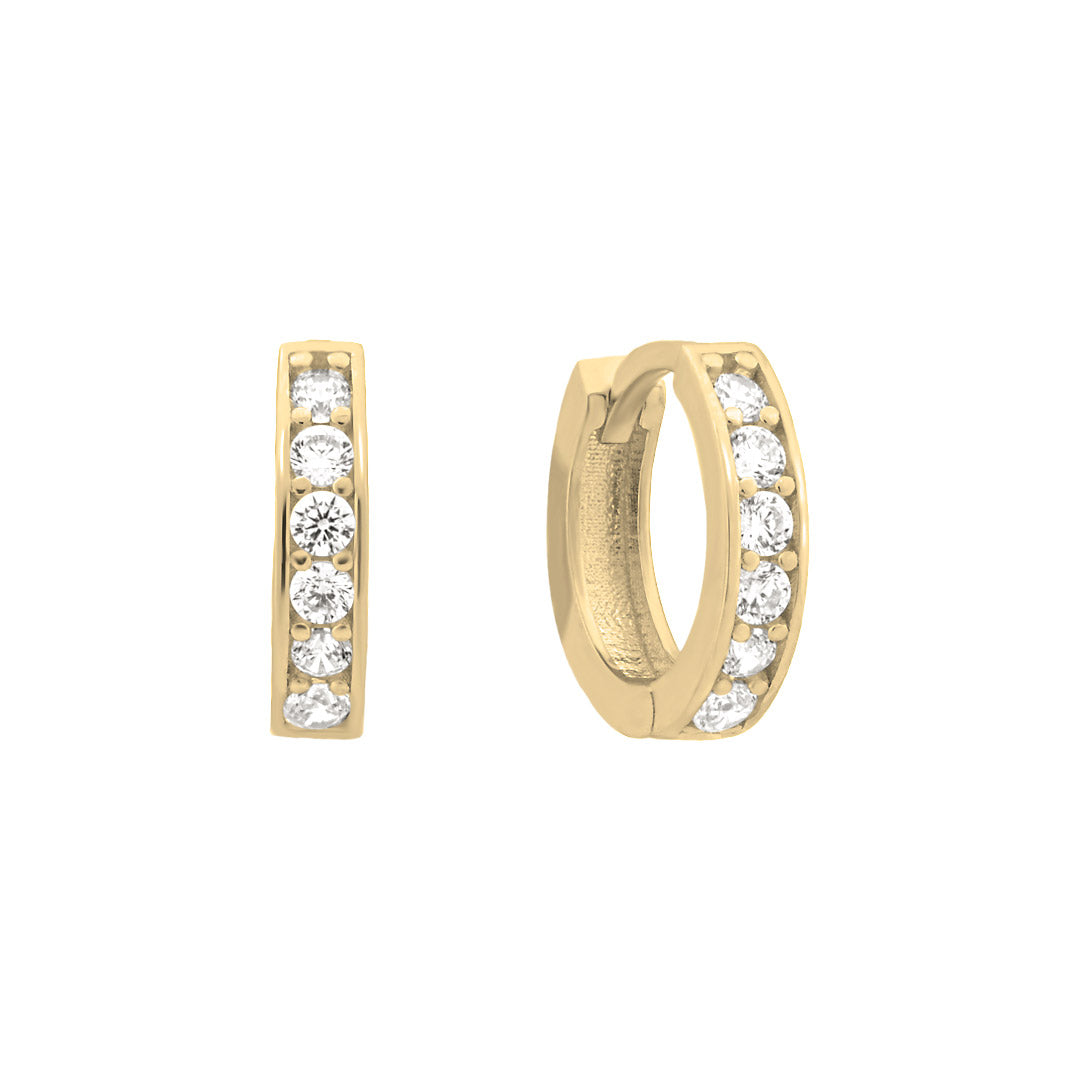 Solid Gold Pave White CZ Hoops 7.5mm | Jewelry | Kemmi – KEMMI Collection