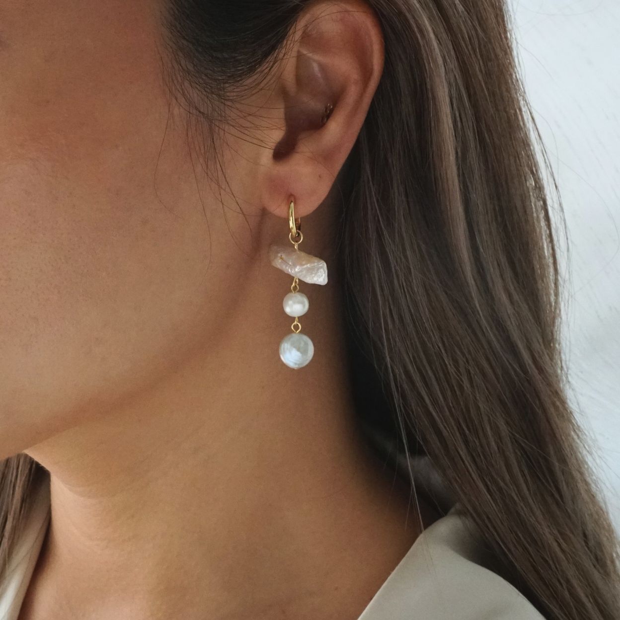 Harmony Pearl Hoop Earrings