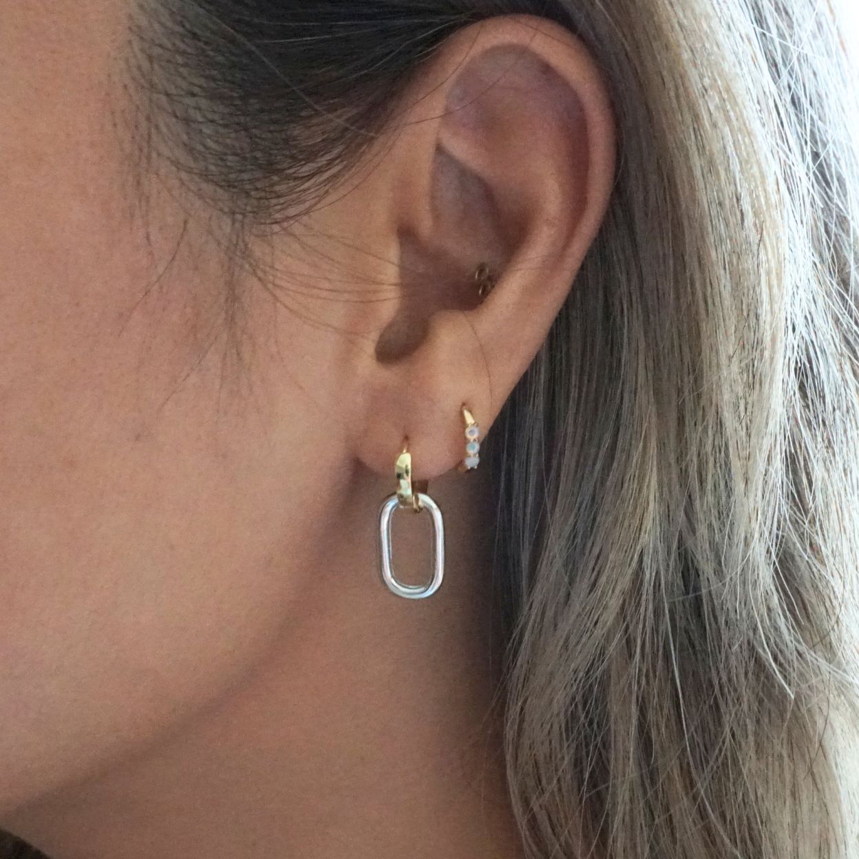 Nina Two tone Hoop Earrings