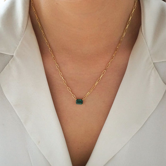 Una Green CZ Necklace