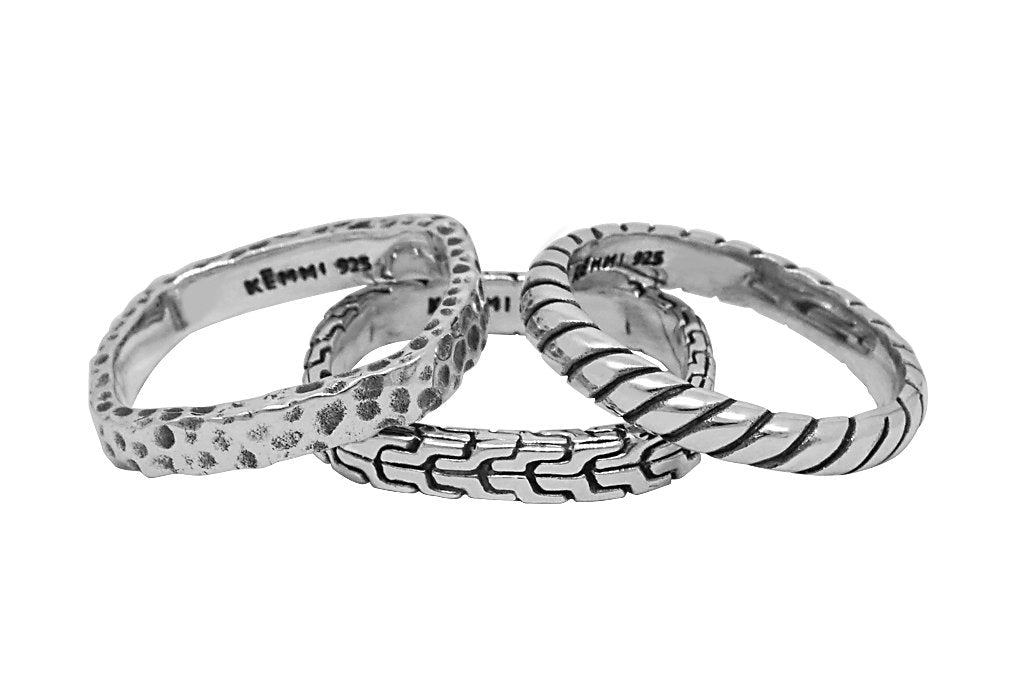 Chic Silver Stack Ring Set Of 3 